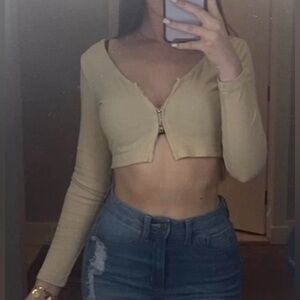 Long Sleeve Zip Up Crop Top